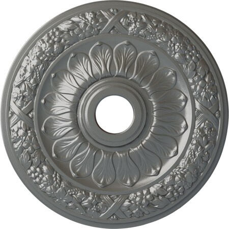 Ekena Millwork Swindon Ceiling Medallion (Fits Canopies up to 6 1/8"), Hand-Painted Silver, 24"OD x 4"ID x 1 1/2"P CM24SWSLS